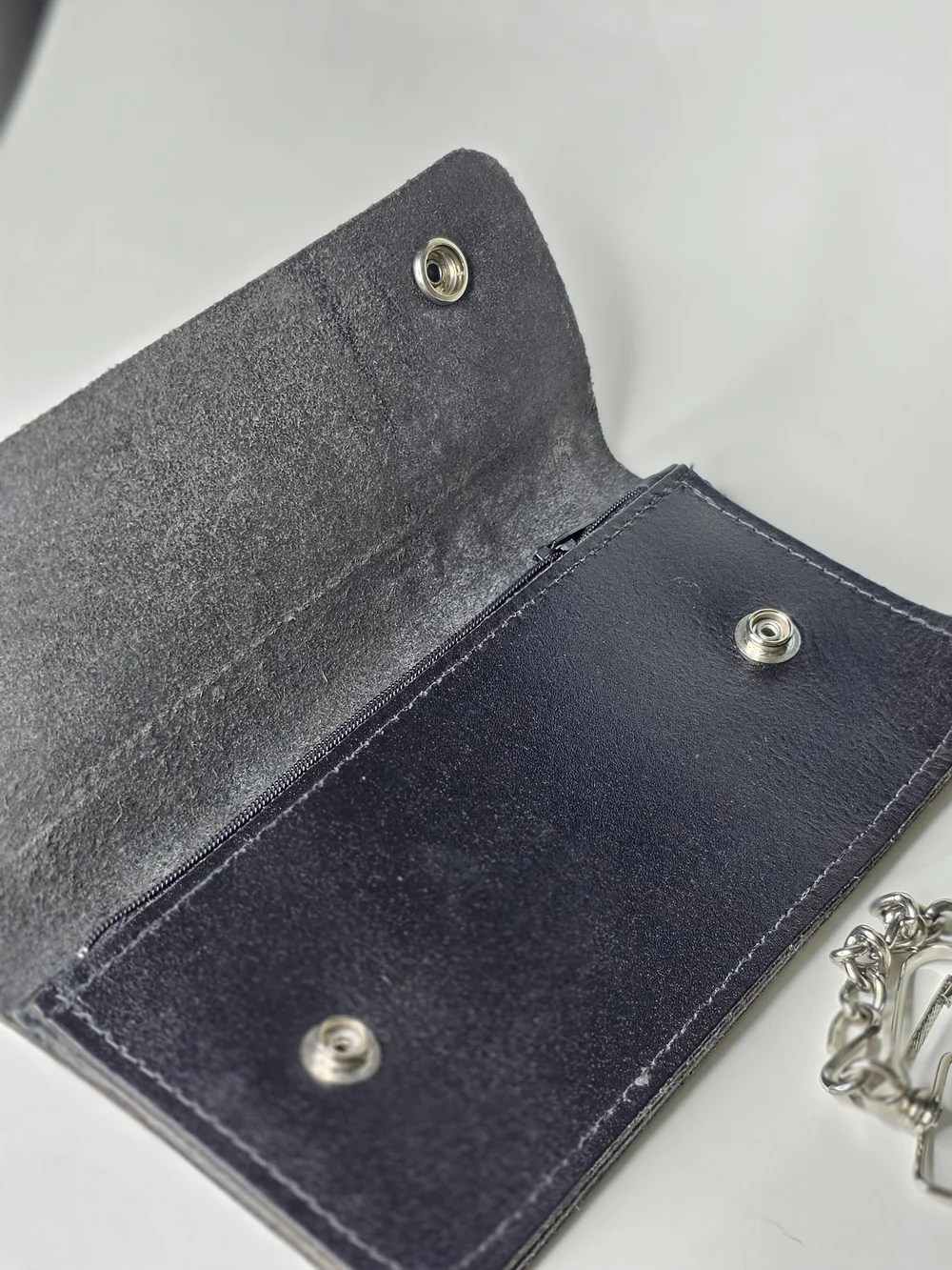 Genuine Leather Wallet with Chain - Black 8